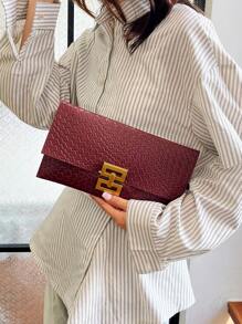 New Small Designer Vintage Alligator Print Envelope Handbag For Women