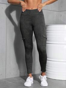 Women's Outdoor Cargo Leggings, Cargo Pockets Lift Butt Tight Pants, Sports Workout Tight Pants