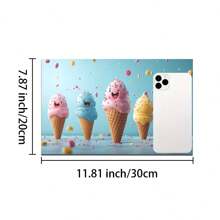 1pc Summer Refreshing Ice Pop, Ice Cream Printed Coffee Machine Drying Mat - Diatomite Printed Placemat, Kitchen Counter Pad, Kitchen Tableware Mat - Soft Diatomite Mat Suitable For Kitchen Counter, Suitable For Coffee Machines, Espresso Machines, Etc.
