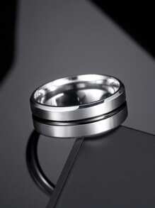 1 件不锈钢宽带男士戒指 - 銀色 - 查看 2