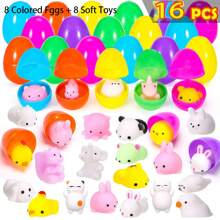 24/48 Pcs Plush Squeeze Toys And Easter Eggs, Mini Animal Plush Stress Relief Toys, Easter Basket Stuffing, Easter Egg Hunt Party Supplies