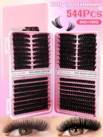 544PCS Clusters D Curl High Capacity Individual Eyelashes For Beginner And Professional DIY At Home, 60D+80D Mix Style Segmented Eyelash Book For Different Eye Makeup, Soft And Natural, Long Lasting Wispy Lash Extensions, Large Capacity Using Eyelashes Books Cute And Chic Curling Fake Lashes For Enlarge Eyes, Suitable For Daily Outings, Travel, Photography, Gatherings, Weddings, Music Festival And Makeup Lash Clusters, Eyelash Clusters, Individual Eyelashes, Lashes, Fake Lashes