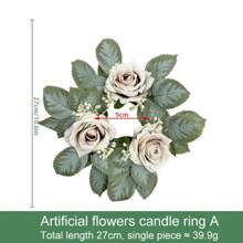 4 Pieces Candle Rings Artificial Rose Berry Wreaths Small Boho Wreaths Rings Pillar Candle Holder For Wedding Home Door Tabletop Decoration (Fog Purple)