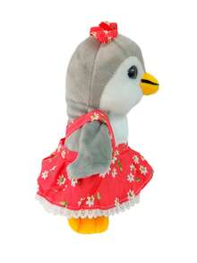 Peluches de pingüinos grises con diferentes trajes muñecos creativos y decorativos juguetes infantiles suaves colección animalitos acuáticos accesorios para regalo - Rojo - Ver 2