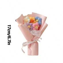 2/6 件钩针花束套装，手工针织花，钩针插花，人造康乃馨花，房间、卧室、客厅装饰，摄影道具，母亲节、教师节礼物