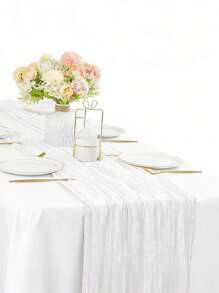 2.95ft*5.90/90cm*180-White Linen Tablecloth - Linen Tablecloth - Tulle Tablecloth Rustic Tulle Tablecloth For Wedding, Birthday, Gift Giving Party, Party Decoration, Valentine's Day Decorations - White - View 8