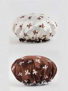 Waterproof Double Layer Shower Cap, Elastic Bathing Hair Cover For Women Adult Kitchen Oil-Proof Bonnet For Hair Mask Use Bow Valentine's Day Hair Sleep Cap Sleep Bonnet - Multicolor - View 16