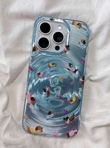 彩色蝴蝶设计柔软硅胶手机壳，适用于 16 Pro Max、14/15新款、15 Pro、16/13 Pro Max，创意防摔保护套 - 藍色 - 查看 1