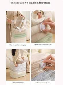 1pc Non-Inflatable Vacuum Seal Storage Bag, Flat Organizer For Bedding, Apparels, Down Jackets - Multicolor - View 5