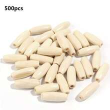 500-100 piezas Cuentas ovaladas de madera natural de 15x7 mm, color marrón coco teñidas, cuentas sueltas espaciadoras para manualidades DIY y elaboración de joyas