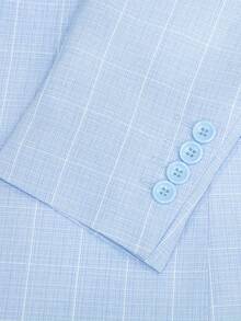 Men's Blue Plaid Casual Slim Fit Suit Jacket Single Button Lightweight Versatile Blazer - Blue - View 6