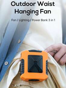 ViSSKO Ventilador de cintura resistente para homens - 4 velocidades, bateria de 8000 mAh, lanterna e saída de energia USB