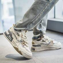 Zapatos planos casuales con suela gruesa para hombres, 2025 nueva temporada, zapatos deportivos antideslizantes para adolescentes, de verano - Beis - Ver 2