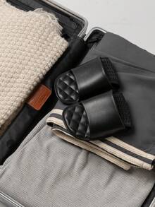 Foldable Travel Slippers For Women, EVA Material Lightweight & Compact, Pocket Shoes Clean And Hygienic, Black Color Dirt-Resistant For Commute & Shower - Black - View 3