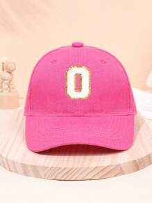 1pc Girl Letter 26 Printed Baseball Cap, Deep Pink, Sun-Protection, Suitable For School Activities And Holiday Gifts, Spring/Summer - Hot Pink - View 70