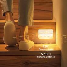 8 Pack Motion Sensor Stair Light For Indoor, Battery Operated Closet Lights, Wireless Stick On Anywhere Hallway Lamp, 40 Lumen 3000K Portable Led Night Lamps For Bedroom Under Cabinet Kitchen - 暖白色 - 查看 2