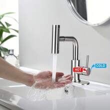 A 4-In-1 Bathroom Faucet, Matte Black Modern Single-Handle Pull-Out Bathroom Sink Faucet, 1 Hole Or 3 Holes, With Pop-Up Drain And Base Mounting Plate, Stainless Steel Faucet For Bathroom Sink Vanity