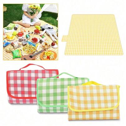1 件便携式四季野餐垫、沙滩毯、防水垫、户外露营折叠托盘、食物储物袋、帐篷地垫
