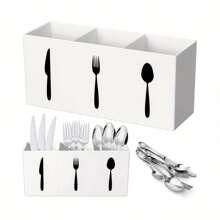 1 件亚克力餐具收纳盒，透明勺子和叉子架，精美 3 隔间餐具收纳盒，易清洁塑料餐具架，适合家庭使用的大型银器收纳盒 - 彩色 - 查看 1