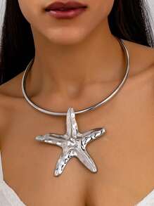 Fashionable And Exaggerated Bohemian Starfish Collar - Bright White - View 8