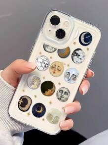 1 件 Face & Moon 设计透明防震 TPU 全身手机壳，防指纹，兼容 iPhone - 彩色 - 查看 1