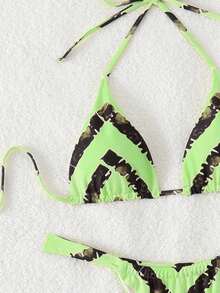 LUCKY HOLIDAY Bộ bikini tam giác dây gợi cảm thời trang - màu xanh lá - Xem 5