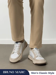 Men's Casual Dress Sneaker Business Casual Shoes For Men Comfortable Lightweight Lace Up Fashion Sneakers - 杏色 - 查看 1
