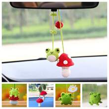 Phụ kiện treo gương chiếu hậu hình ếch/anh đào/vịt/nấm móc thủ công, trang trí gương chiếu hậu ô tô cho phụ nữ - Nhiều màu - Xem 11