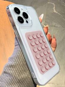 Set de 2 fundas protectoras para teléfono, una con ventosa rosa y otra transparente minimalista a prueba de golpes de TPU, compatibles con Apple & Series, resistentes al agua, a caídas y a arañazos - Multicolor - Ver 3