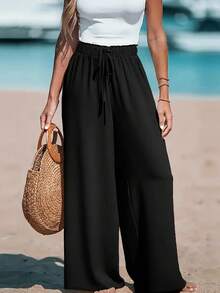 2 Stück/Set Urlaubs-Schlupfhose mit weitem Bein und Zugband Taille