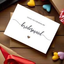 1 pieza, Tarjeta de felicitación sincera para la boda, tarjeta de felicitación para dama de honor con sobre. Palabras simples y sinceras talla grande diseño de corazón, adecuado para el lugar de la boda. La tarjeta perfecta para enviar a las damas de honor al final de la boda. Tarjeta de agradecimiento (12cm/4.7in X 17cm/6.7in)