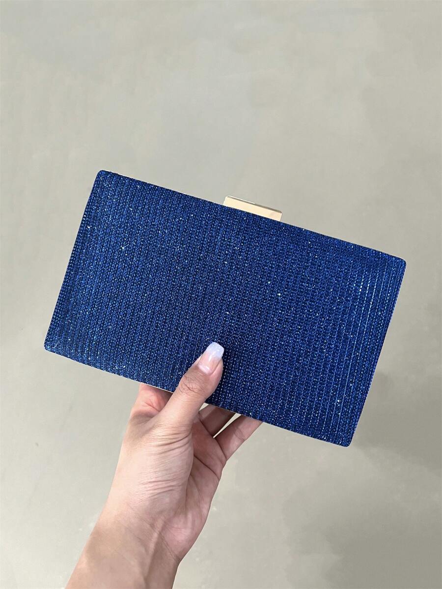 Baila Morena Clutch Bag Party Hand Wallet Wedding Glitter Stripe Lock Closure Women Chain Strap Chain Removable Hand Strap Mother's Day - Màu xanh lam - Xem 1