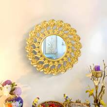 3/1 pezzi Specchio decorato con rose floreali creative, elegante decorazione da parete, ornamento appeso per mobili, adatto per soggiorno, bagno, camino, decorazione murale fai-da-te