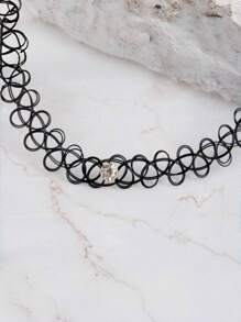 1 件可调节钓鱼线项链吊坠纹身风格颈链女孩项链 - 均碼 - 查看 4