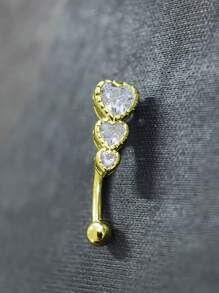 FOREVER QUEEN 1PC 925 Sterling Silver Three Heart Belly Button Rings For Women Heart Cubic Zirconia Belly Rings Clear CZ Navel Rings Piercing - Navel Nails - View 8