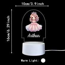 1 pièce Lumière d'illusion LED 3D de lampe de nuit décorative de cadeau d'anniversaire avec personnalisation de nom de princesses de bande dessinée, lumière chaude, cadeau de Noël