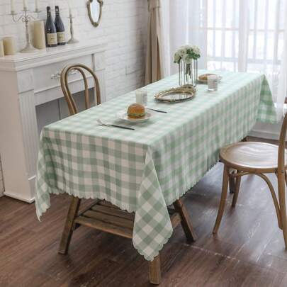 eluckya 1 Light Green Checkered Durable Washable Rectangular Tablecloth 36" X 55" Suitable For Holiday Decorations | Birthday Parties | Valentine's Day | Easter | Kitchen Decorations | Table Decorations | Home Decorations | Christmas Decorations | Halloween Decorations | Wedding Decorations