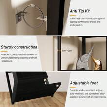 Estantería de esquina de 171 cm, pequeña estantería de pie de 6 niveles, estantería de esquina alta con estructura de metal para sala de estar, hogar y oficina (negro) - Negro - Ver 7