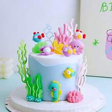 12 Pcs Under The Sea Cake Decoration Ocean Cake Topper Under The Sea Party Supplies Devil Fish, Octopus, Seahorse Cake Decor Under The Sea Theme Birthday Creatuive Party