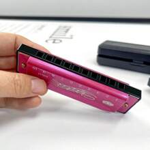 1pc New 10-Hole Titanium Alloy Harmonica With Box, Portable Harmonica For Beginner, Musical Education Tool - Multicolor - View 4