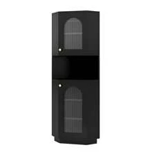 浴室柜，浴室家具，带两个储物格的角柜，开放式隔间，带可调节搁板，45 X 45 X 166.5 厘米，回到学校