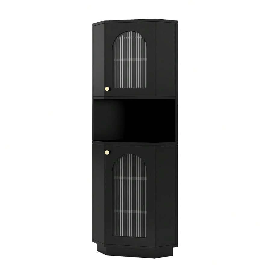 浴室柜，浴室家具，带两个储物格的角柜，开放式隔间，带可调节搁板，45 X 45 X 166.5 厘米，回到学校