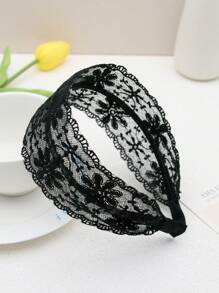 1 chiếc băng đô ren đen thêu hoa thanh lịch dành cho nữ, phụ kiện đội đầu phong cách Boho Chic cho trang phục hàng ngày, hẹn hò, ăn tối, đi chơi, băng đô cài tóc, phụ kiện tóc, phụ kiện đội đầu - màu đen - Xem 3