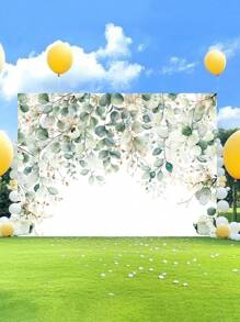 1 Stück Wandfotohintergrund mit grünen Eukalyptusblättern, Aquarell Frühling Natur Party Banner 150 * 100 cm / 210 * 150 cm / 270 * 180 cm, für Innen- und Außenbereich, Baby-Dusche, Geburtstag, Hochzeit Fotohintergrund