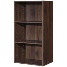 Homasis 3 Open Shelf Bookcase Modern Multi-Functional Storage Display Cabinet Walnut