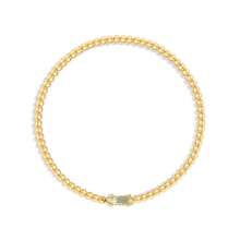 TUANZISP 1pc Women Birthstone Beaded Adjustable Bracelet, Luxury Gold Tone Stainless Steel Elastic Charm Bracelet, Elegant Birthday Gift For Her