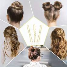 50pcs Simple Metal U-Shaped Hair Clips, Suitable For Women's Hairstyles, Hair Accessories For Women Dancers, Fit All Hair Types