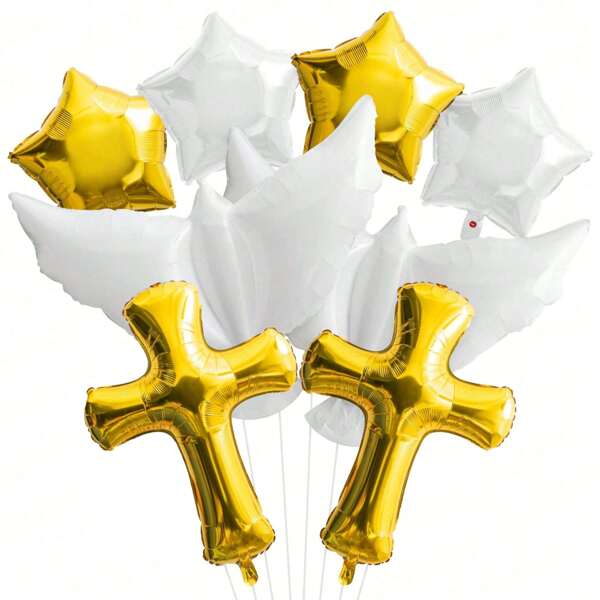 Decoraciones de fiesta con globos - Globos de cruz plateados, globos de aluminio blancos para bautizo, primer, bendición de Dios, celebración del bautisterio, suministros de fiesta de baby shower