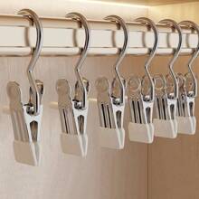 10pcs Stainless Steel Coated Clothespins Hanging Clips, Painless Hooks For Socks, Underwear Storage, Rust-Proof For Bedroom, Bathroom, Multi-Functional For Spring & Summer
