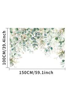 1 Stück Wandfotohintergrund mit grünen Eukalyptusblättern, Aquarell Frühling Natur Party Banner 150 * 100 cm / 210 * 150 cm / 270 * 180 cm, für Innen- und Außenbereich, Baby-Dusche, Geburtstag, Hochzeit Fotohintergrund